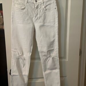 anthropologie Pilcro High Rise Slim White Distressed Jeans 27